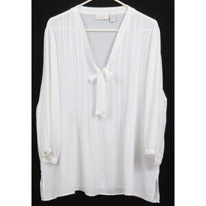 Chicos Pintuck Tie Front w/ Bow Blouse Tunic Top Cottagecore Size XL (3)